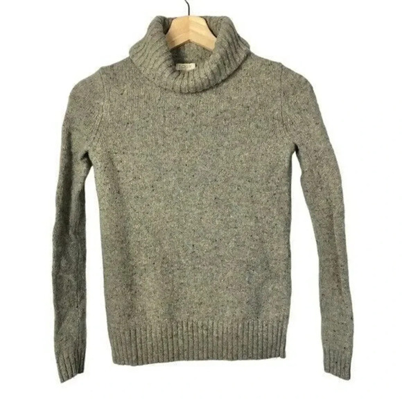 J. Crew Gray Donegal Speck Lambswool Knit Turtleneck Sweater XXS - Picture 1 of 3